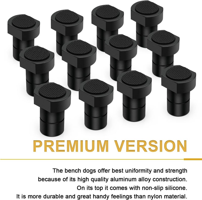 ViewReal 12 Pack 3/4" Non-Slip Aluminum Bench Dogs, Bench Dog Clamps Accessories for MFT Workbench, Woodworking DIY Projects - Image 2